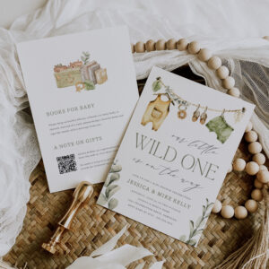 Wild One Neutral Boho Safari Baby Shower Invitation