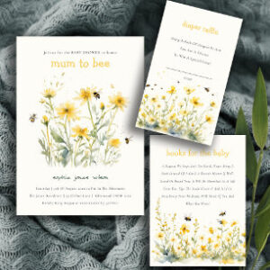 Yellow Wildflower Sweet As Can Bee Baby Shower Invitation