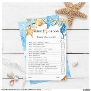 Under the Sea Bride or Groom Bridal Shower Game