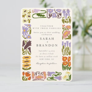 Vintage Retro Colorful Floral Wedding Invitation