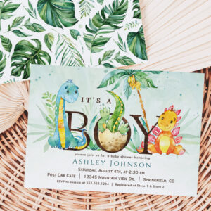 Boy Dinosaur Baby Shower Invitation
