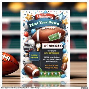 Your Sports kids boys ticket Football 1st Birthday Invitation