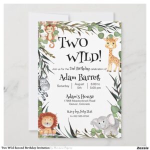 Two Wild Second Birthday Invitation