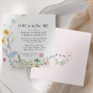 Wildflower Wreath Flowers Watercolor Bridal Shower Invitation