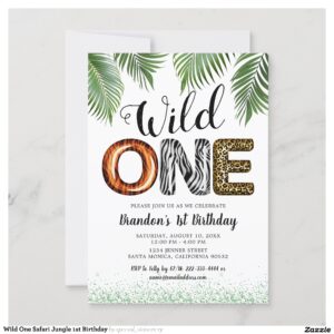 Wild One Safari Jungle 1st Birthday Invitation