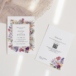 Wedding Floral Garden QR Code All In One Invitation