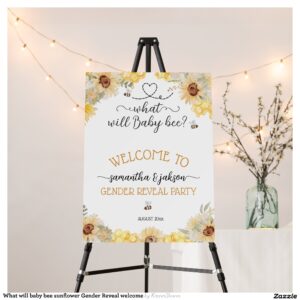 What will baby bee sunflower Gender Reveal welcome Foam Board