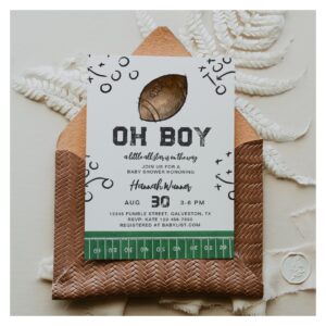 Watercolor Football Baby Shower Invitation