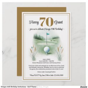 Unique 70th Birthday Invitations - Golf Theme