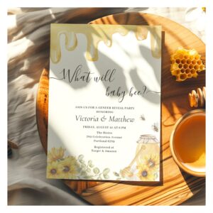 What will Baby Bee Sunflowers Gender Reveal Invitation