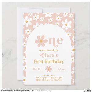 Wild One Daisy Birthday Invitation First
