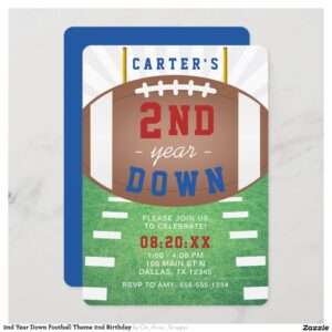 2nd Year Down Football Theme 2nd Birthday Invitation