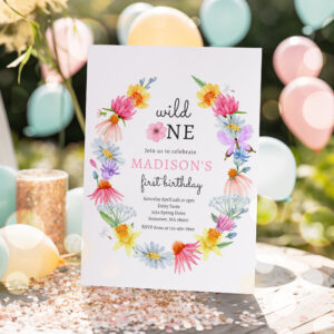 Wild One Spring Garden Wildflower Birthday Party Invitation