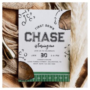 Watercolor First Down Football Birthday Invitation