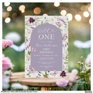Wildflower Wild ONE Butterfly Garden Party Invitation