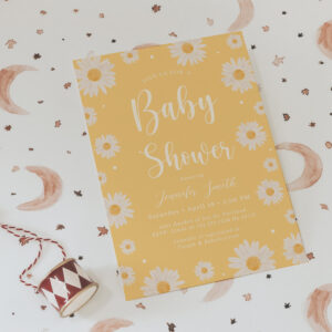 Yellow Daisy Floral Girl Baby Shower Invitation
