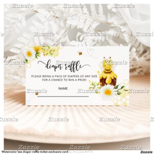 Watercolor bee diaper raffle ticket enclosure card