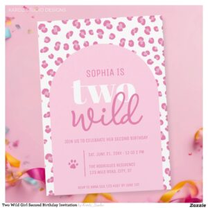 Two Wild Girl Second Birthday Invitation