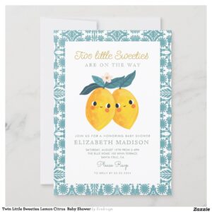 Twin Little Sweeties Lemon Citrus Baby Shower Invitation