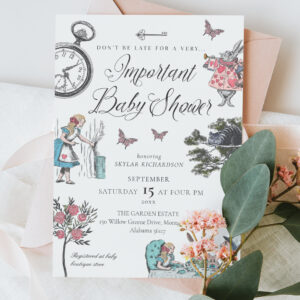 Vintage Alice In Wonderland Storybook Baby Shower Invitation