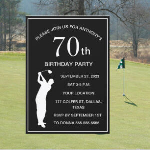 70th Birthday Party Golfer Green Par Dad Golf Invitation