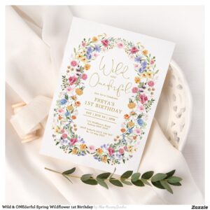 Wild & ONEderful Spring Wildflower 1st Birthday Invitation