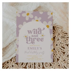 Wild and Three Daisy Birthday Invitation