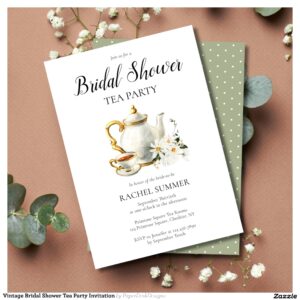 Vintage Bridal Shower Tea Party Invitation
