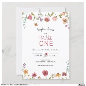 Wildflower Wild One First Birthday Invitation