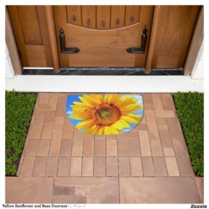 Yellow Sunflower and Bees Doormat