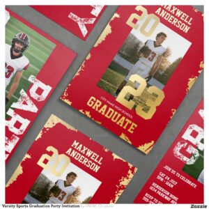 Varsity Sports Graduation Party Invitation Foil Invitation