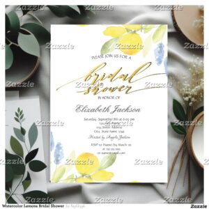 Watercolor Lemons Bridal Shower Invitation