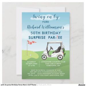 50th Surprise Birthday Party Men's Golf Theme Invitation