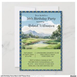 50th Birthday Party Men's Golf Theme Party Invitation