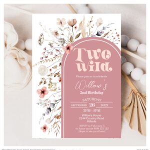 Wildflower Two Wild Birthday Invitation