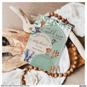 Wild One Safari Animals Baby Shower Invitation