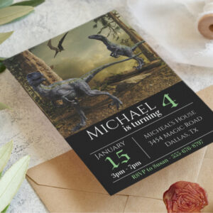 Velociraptor Raptor Birthday Party Invitation