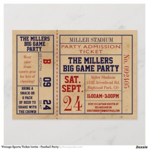 Vintage Sports Ticket Invite - Football Party