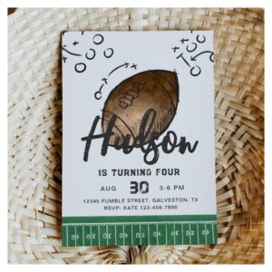 Watercolor Football Birthday Invitation