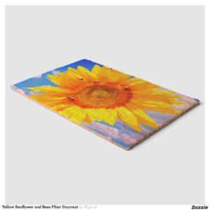 Yellow Sunflower and Bees Fiber Doormat