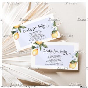 Watercolor Blue lemon books for baby ticket Enclosure Card