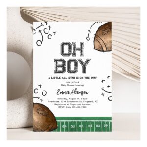Watercolor Football Baby Shower Invitations