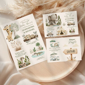 Wild One Safari Animals Boy Baby Shower Invitation