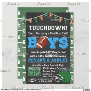 TWIN Football Baby Shower Chalkboard Invitation