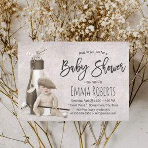 Vintage Future Golfer Cute Caddy Golf Baby Shower Invitation