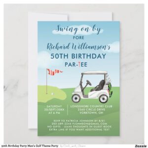 50th Birthday Party Men's Golf Theme Party Invitation