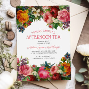 Vintage Floral Bridal Afternoon Tea Invitation