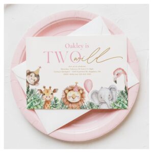 Two Wild Party Animal Birthday Invitations