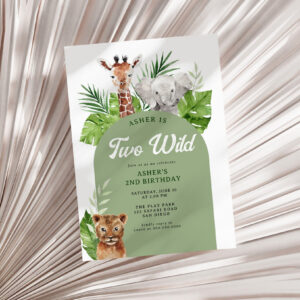 Two Wild Safari Lion 2nd Birthday Invitation
