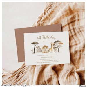 Wild Safari Animals Boho Baby Shower Invitation